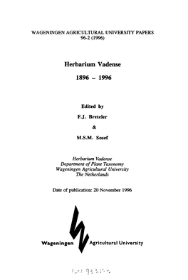 Herbarium Vadense 1896 - 1996