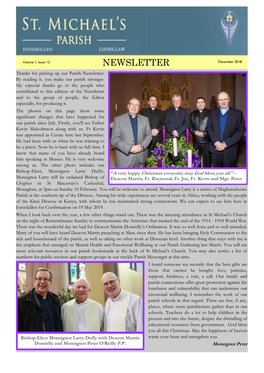 NEWSLETTER December 2018 Thanks for Picking up Our Parish Newsletter