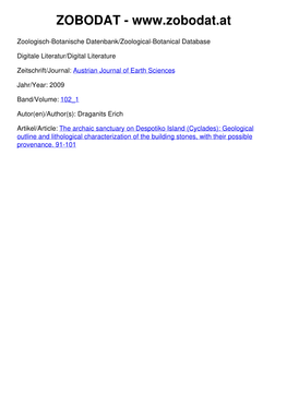 The Archaic Sanctuary on Despotiko Island (Cyclades): Geological Outline and Lithological Characterization of the Building Stones, with Their Possible Provenance