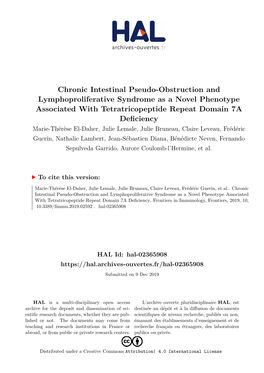 Chronic Intestinal Pseudo-Obstruction and Lymphoproliferative Syndrome