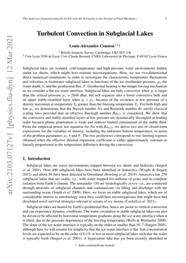 Turbulent Convection in Subglacial Lakes