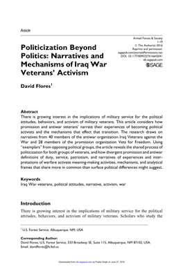 Narratives and Mechanisms of Iraq War Veterans' Activism