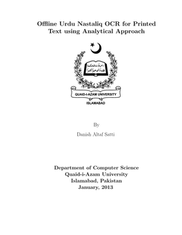 Offline Urdu Nastaliq OCR for Printed Text Using Analytical Approach