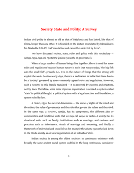 Society State and Polity: a Survey