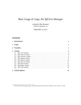 Basic Usage of Tlmgr, the TEX Live Manager