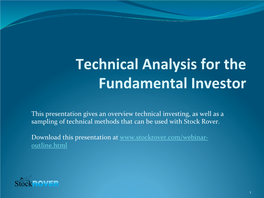 Technical Analysis for the Fundamental Investor
