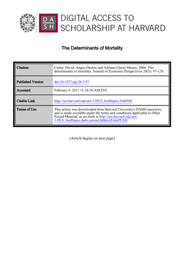 The Determinants of Mortality