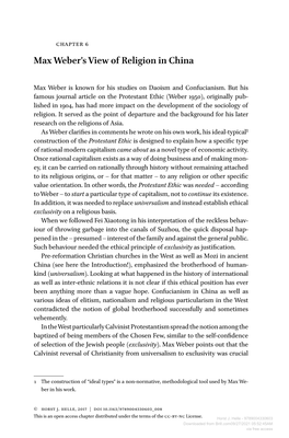 Max Weber's View of Religion in China