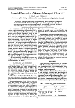 Amended Description of Haemophilus Segnis Kilian 1977