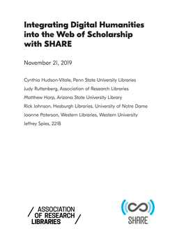 Integrating Digital Humanities Into the Web of Scholarship with SHARE