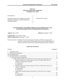 Federal Communications Commission FCC 04-167 1 Before the Federal