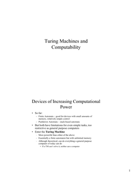 Turing Machines and Computability