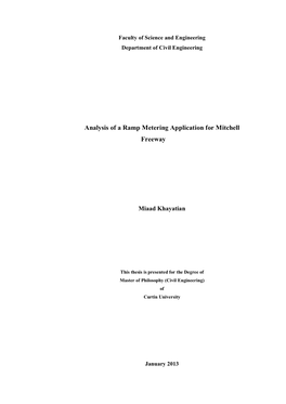 Analysis of a Ramp Metering Application for Mitchell Freeway