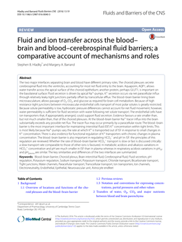 Fluid and Ion Transfer Across the Blood–Brain and Blood–Cerebrospinal