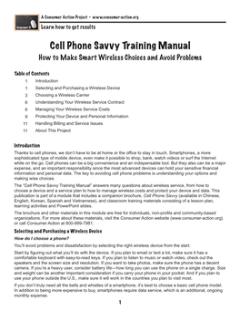Cell Phone Savvy Training Manual How to Make Smart Wireless Choices and Avoid Problems