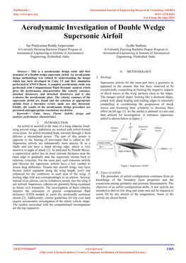 Aerodynamic Investigation of Double Wedge Supersonic Airfoil