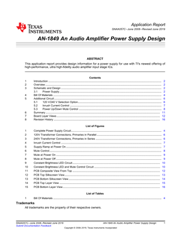 AN-1849 an Audio Amplifier Power Supply Design (Rev. C)