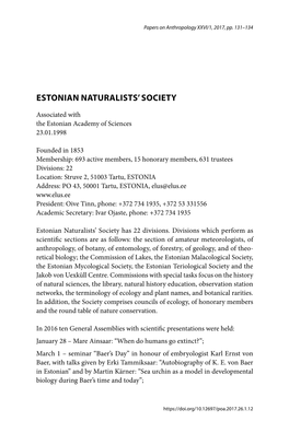 Estonian Naturalists' Society