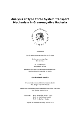 Analysis of Type Three System Transport Mechanism in Gram-Negative Bacteria