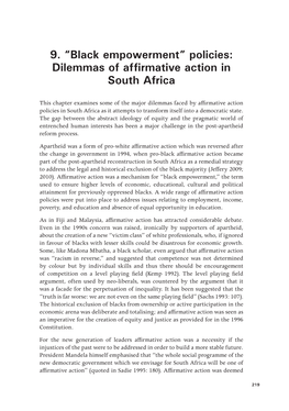 9. “Black Empowerment” Policies: Dilemmas of Affirmative Action in South Africa