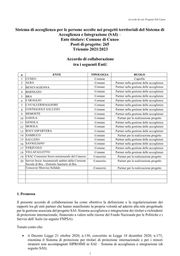 Sistema Di Accoglienza Per Le Persone Accolte Nei Progetti Territoriali Del Sistema Di Accoglienza E Integrazione (SAI) – Ente