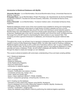 Introduction to Relational Databases with Mysql Alexander Monzón