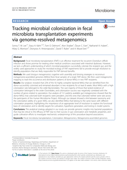 Tracking Microbial Colonization in Fecal Microbiota Transplantation Experiments Via Genome-Resolved Metagenomics Sonny T