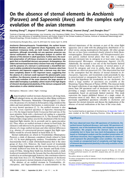 On the Absence of Sternal Elements in Anchiornis (Paraves) and Sapeornis (Aves) and the Complex Early Evolution of the Avian Sternum