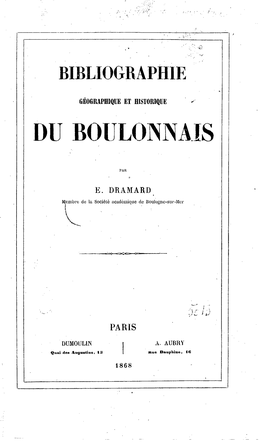 Bibliographie Géograpique Et Historique Du Boulonnais