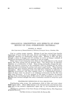 Geological Description and Effects of Strip Mining on Coal Overburden Material1