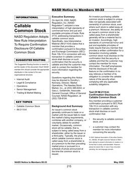 Callable Common Stock