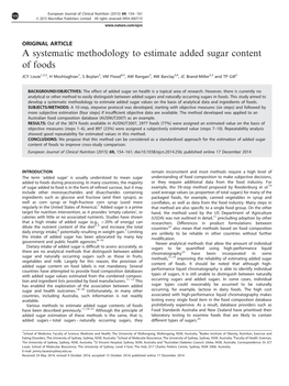 A Systematic Methodology to Estimate Added Sugar Content of Foods