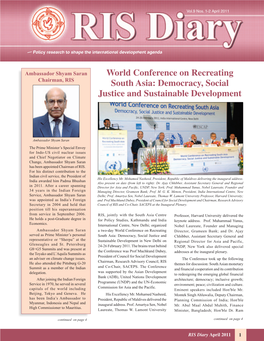 World Conference on Recreating South Asia