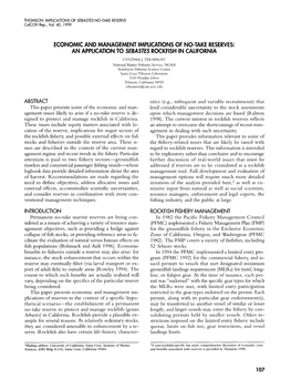 Economic and Management Implications of No-Take Reserves: an Application to Sebastes Rockfish in California