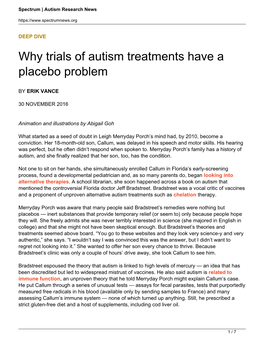 Why Trials of Autism Treatments Have a Placebo Problem