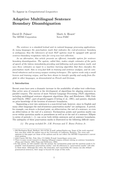 Adaptive Multilingual Sentence Boundary Disambiguation