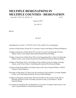 DESIGNATIONS in MULTIPLE COUNTIES - DESIGNATION Act of Jul