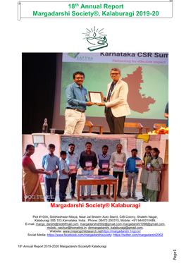 18Th Annual Report Margadarshi Society®, Kalaburagi 2019-20
