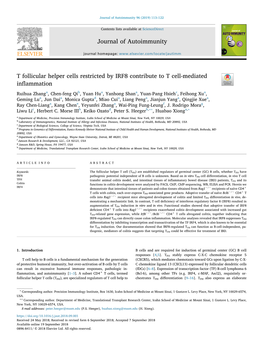 T Follicular Helper Cells Restricted by IRF8 Contribute to T Cell-Mediated Inﬂammation T