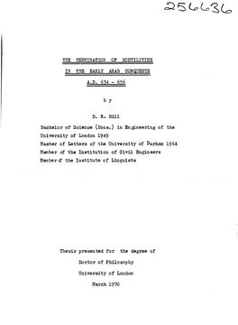 The Termination of Hostilities in the Early Arab Conquests A.D
