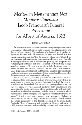 Moritorum Monumentum Non Morituris Cineribus: Jacob Franquart's Funeral Procession for Albert of Austria, 1622