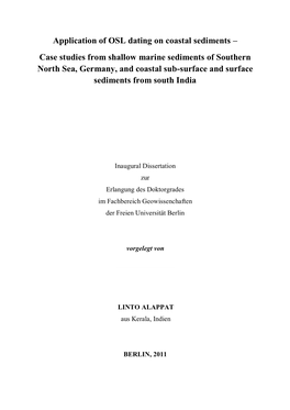 Application of OSL Dating on Coastal Sediments