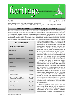 Orchids and Rare Plants of Herbert's Meadow in This Edition