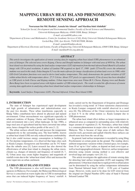 Mapping Urban Heat Island Phenomenon: Remote Sensing Approach