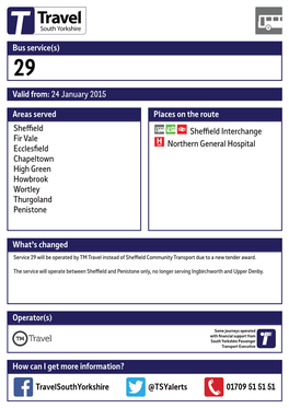 Valid From: 24 January 2015 Bus Service(S) What's Changed Areas