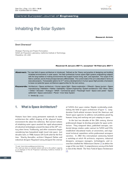 Inhabiting the Solar System