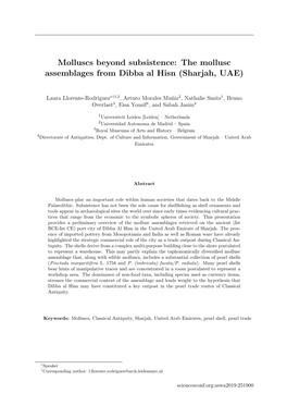 The Mollusc Assemblages from Dibba Al Hisn (Sharjah, UAE)