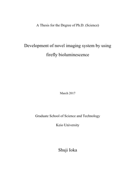 Development of Novel Imaging System by Using Firefly Bioluminescence