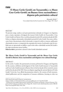 O Museo Carlos Gardel, Em Tacuarembó, E O Museo Casa Carlos Gardel, Em Buenos Aires: Nacionalismo E Disputas Pelo Patrimônio Cultural