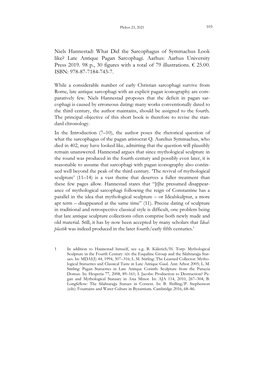 Niels Hannestad: What Did the Sarcophagus of Symmachus Look Like? Late Antique Pagan Sarcophagi